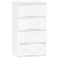 HOMCOM Cassettiera 4 cassetti Salvaspazio in Legno, 40x35x74 cm, Bianco Lucido(m-1)