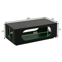 Table basse avec éclairage LED, grand espace de rangement avec gestion intégrée des câbles, 100x50x35 cm, Noir(m-3)
