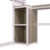 Cama alta para colchão 90×200 cm, com arrumação e espaço aberto por baixo da cama, sem colchão, 204x131,5x180 cm, Branco(m-12)
