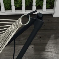 Outsunny Hammock frame inclusief hangmat frame voor hangmat, 263 cm x 89 cm x 100 cm, Zwart + Wit(m-9)