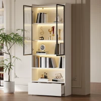 Vitrine alta, iluminação LED controlada por app, 6 prateleiras, 80x34x180 cm, Branco(m-2)