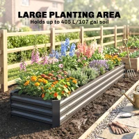 Outsunny 60 x 240cm Galvanised Steel Planter, with Open Bottom(m-4)