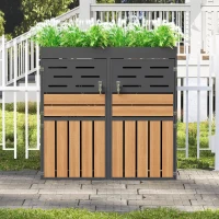 Armário exterior multifuncional, com floreira integrada, ventilação com lamelas contra odores, 133x80x128 cm, Cinzento(m-4)