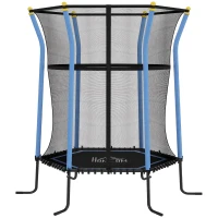 HOMCOM Trambulină pentru Copii cu Intrare cu Fermoar și Stâlpi Căptușiți, din Oțel, PP și EPE, 122L x 111A x 190Î cm, Albastru(m-1)
