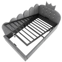Letto singolo a L imbottito con spazio contenitore inferiore, 199x96x96 cm, Grigio(m-7)