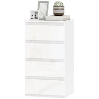 HOMCOM Cassettiera 4 cassetti Salvaspazio in Legno, 40x35x74 cm, Bianco Lucido(m-11)