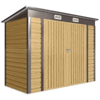 Outsunny Abri de Jardin en Métal 3 m² Facile à Monter, Cabane de Jardin Structure en Acier Galvanisé Améliorée, Chêne(m-1)