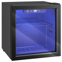 HOMCOM Wijnkoeler voor 12 flessen, 36 L capaciteit, 4–16°C, onderbouw drankkoelkast voor wijn en bier, met glazen deur, LED-verlichting(m-11)