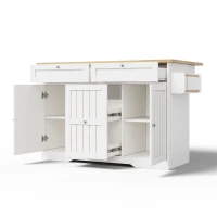 Isola da cucina mobile con piano di lavoro ribaltabile, cassetti verticali a 2 livelli e ruote bloccabili a 360°, 120x70x92 cm, Bianco(m-6)