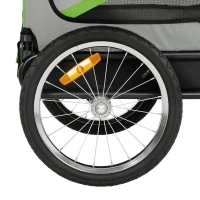 PawHut Remolque de Bicicleta para Perros 2 en 1 Carrito para Mascotas Plegable con Cinturón de Seguridad Reflectores Verde(m-13)