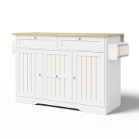 Ilha de cozinha móvel com tampo rebatível, gavetas verticais de 2 níveis, rodízios bloqueáveis 360°, 120x70x92 cm, Branco
