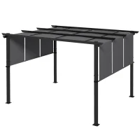 Outsunny Markise Sonnenschutz. Pergola, wetterbeständig,  inkl. Befestigungsmaterial, 3 x 3,5 m, Dunkelgrau(m-11)