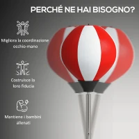 HOMCOM Punching Ball da Terra ad Altezza Regolabile con Guantoni e Base Riempibile, 43x43x126-144 cm, Rosso e Bianco(m-5)