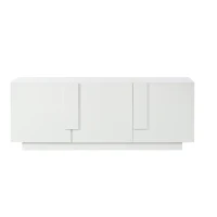 Aparador para sala de estar, armário de arrumação largo de três portas, design minimalista moderno, 35x160x60 cm, Branco(m-1)