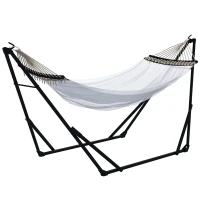 Outsunny Hammock frame inclusief hangmat frame voor hangmat, 263 cm x 89 cm x 100 cm, Zwart + Wit(m-11)