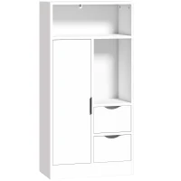 HOMCOM Mobile Bagno Slim con Cassetti e Ripiani Aperti, 50x25x100 cm, Bianco(m-1)