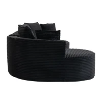 Bogesofa imbottito con portabicchieri su entrambi i lati, cuscini e tasca laterale, 250x152x82 cm, Nero(m-8)