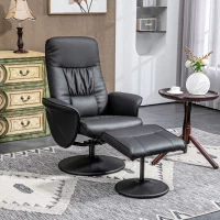 HOMCOM 2-delige fauteuilset Fauteuil met voetenbank Relaxfauteuil met voetenbank, verstelbare hoogte, verstelbare rugleuning, zwart(m-2)