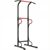 HOMCOM Barra de Dominadas Altura Regulable Estación de Fondos Resistente para Gimnasio en Casa Entrenamiento de Fuerza Negro(m-11)