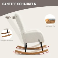 HOMCOM Schommelstoel, knusse bekleding, dikke vulling, Crèmewit(m-4)