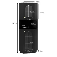 Armadio da bagno angolare salvaspazio con striscia LED luminosa, 45x45x166,5 cm, Nero(m-3)