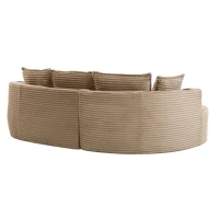 Bogesofa imbottito con portabicchieri su entrambi i lati, cuscini e tasca laterale, 250x152x82 cm, Kaki(m-8)