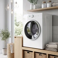 HOMCOM Mini Asciugatrice da 3kg, 1020W con Riscaldamento PTC e Timer, 49x47x70 cm, Bianco(m-8)