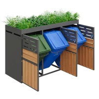 Armário exterior multifuncional, com floreira integrada, ventilação com lamelas contra odores, 199x80x128 cm, Cinzento(m-8)