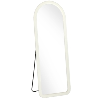HOMCOM Ganzkörperspiegel 160 x 60 cm, Bogen, Stand- oder Wandspiegel, Flanellrahmen, Creme