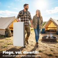 Outsunny Tavolo da Campeggio Pieghevole Quadrato, in Metallo e HDPE, 86x86x74 cm, Bianco(m-5)