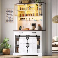 Dispensa da cucina con piano multiuso, ripiani regolabili, ganci in acciaio inox e sistema antiribaltamento, 108x40x180 cm, Bianco(m-4)