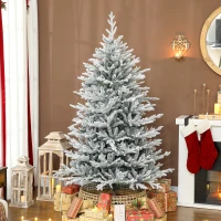 HOMCOM Kunstkerstboom 180 cm met sneeuw, 1976 naalden voor binnen(m-2)
