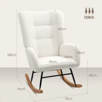 HOMCOM Schommelstoel, knusse bekleding, dikke vulling, Crèmewit(m-3)