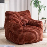 Puff acolchoado com espuma viscoelástica, capa não removível, 100x94x70 cm, Vermelho tijolo(m-2)