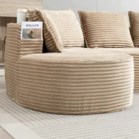Bogesofa imbottito con portabicchieri su entrambi i lati, cuscini e tasca laterale, 250x152x82 cm, Kaki(m-12)