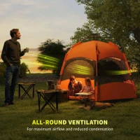 Outsunny Six Man Hexagon Camping Tent with Hang Hook and Carry Bag - Orange and Blue(m-6)