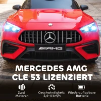AIYAPLAY Kinder-Elektroauto, Mercedes-Design, 12V Motoren, Fernbedienung, LED-Lichter, Musik, für 3-6 Jahren Kinder, Rot(m-4)