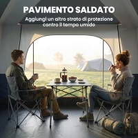 Outsunny Tenda da Campeggio per 4 Persone con 2 Stanze e Veranda, Impermeabile e UPF 30+, Borsa di Trasporto, Grigio(m-7)