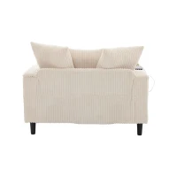 Divano letto con portabicchieri su entrambi i lati e bracciolo pieghevole, 129x170x70 cm, Beige(m-9)