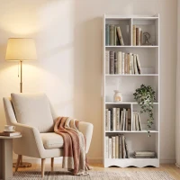 HOMCOM Bibliothèque avec Mensoles Aperte Divise, 6 Ripiani, Blanche(m-4)