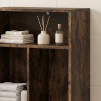 HOMCOM Mueble de Baño Estrecho con Cajones Compartimentos Abiertos Marrón Rústico(m-9)