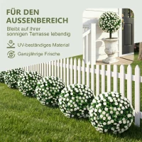 HOMCOM Kunstrozenbollen UV-bestendig voor buiten, set van 2 rozenbomen, 55 cm, wit(m-4)