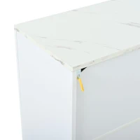 Aparador para sala de estar com 4 portas, elegantes frisos dourados, independente, 35x140x70 cm, Branco(m-12)