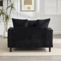 Divano letto con portabicchieri su entrambi i lati e bracciolo pieghevole, 129x170x70 cm, Nero(m-6)