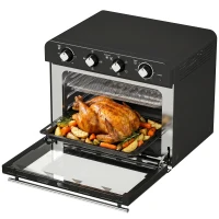 HOMCOM Heißluftfritteusen-Backofen mit Umluft und Drehspieß-Set, Temperaturregler, Timer, 1800 W(m-11)