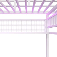 Cama alta para colchão 90×200 cm, com arrumação e espaço aberto por baixo da cama, sem colchão, 204x131,5x180 cm, Branco(m-14)