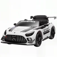 AIYAPLAY Mercedes-Elektroauto, Aufsitzauto für Kinder, 12V Batterie, LED-Lichter, Musikfunktion, Hupe, 3-8 Jahre, Weiß(m-11)