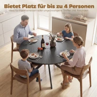 HOMCOM Runder Esstisch für 4 Personen, Küchentisch im Industriestil mit Stahlbeinen, für Esszimmer, Küche, Schwarz(m-5)