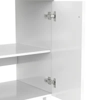 Mueble de baño independiente con lavabo de cerámica, patas de madera maciza de pino y tiradores metálicos, 81,7x46,8x90 cm, Blanco(m-10)