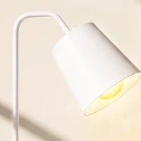 HOMCOM Pack de 2 Lámparas de Mesa Modernas en Acero con Puertos USB Casquillo E27 Bombilla no Incluida Blanco(m-12)